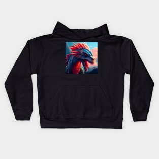 Blue Scaled Dragon with Orange Spikes Kids Hoodie